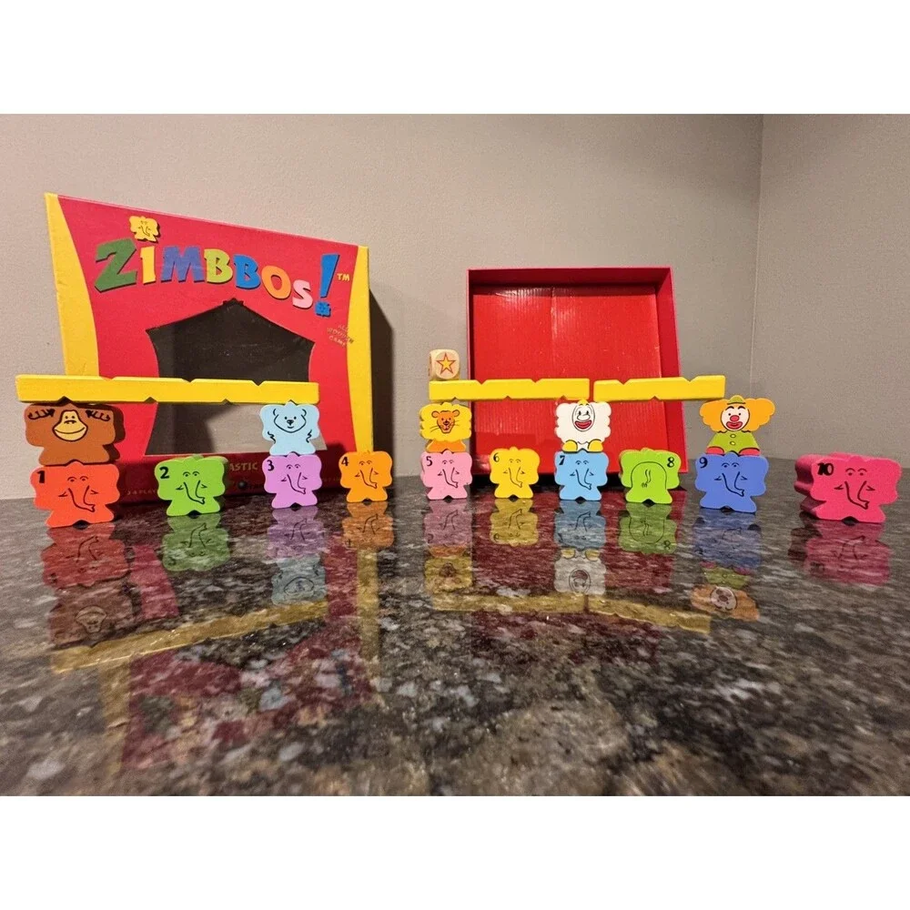 Zimbbos! Elephantastic Pyramids Wooden Kids Toy Game. 1-4 Players. Ages 3+.